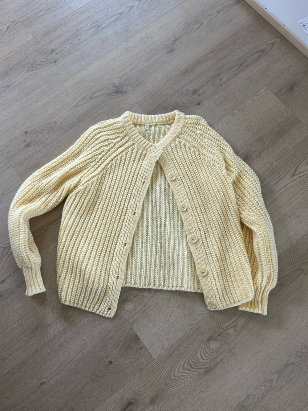 Soft Knit Butter Yellow Button-Front Women's Cardigan Sweater